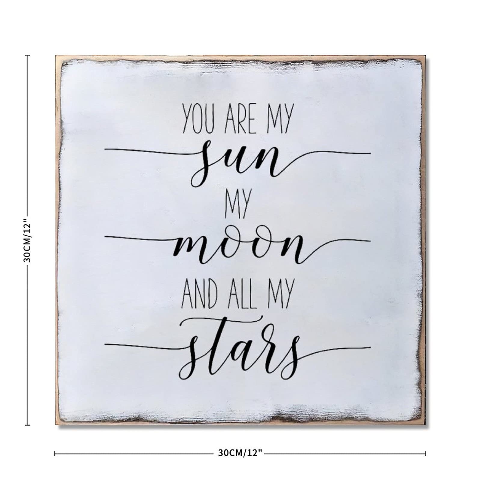 Aihesui Wood Sign Hanging Wall Decoration Farmhouse You Are My Sun My Moon and All My Stars Wall Art for Living Room Kitchen Batheroom Bedroom Office School 12x12inch, light gray-style