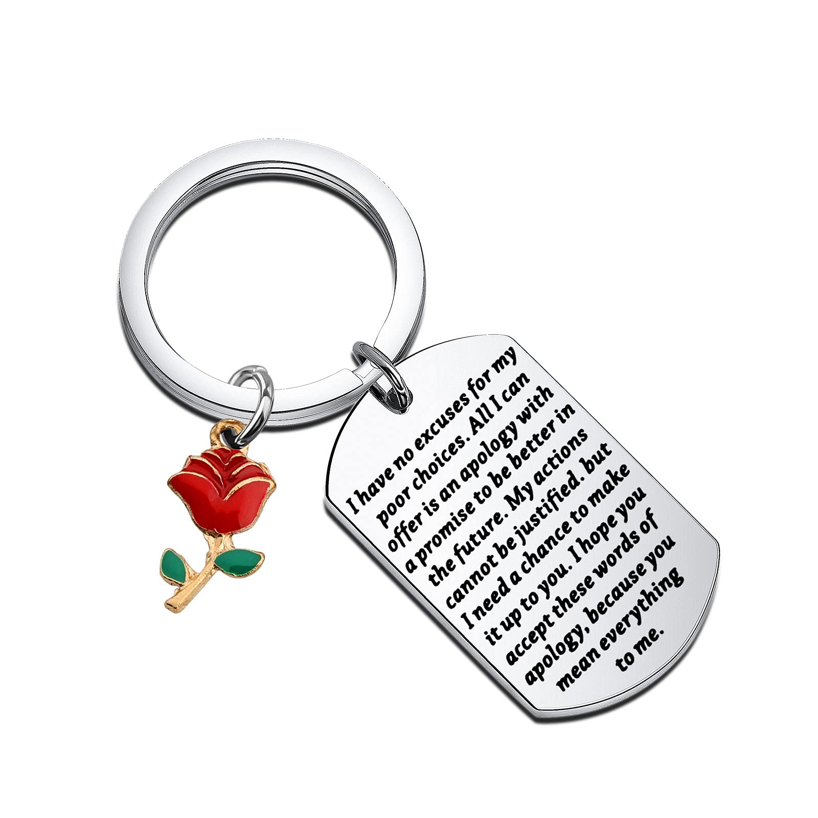 UJIMS Sorry Gifts Funny Apologizing Keychain Idea I Hope You Accept These Words Of Apology for Him Her Forgive Me Gift (Forgive Me Keychain)