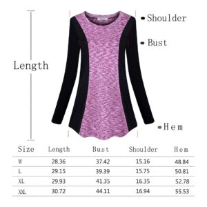 AxByCzD Gym Shirts for Women Long Sleeve Crew Neck Color Block Loose Fit Yoga Running Jogging Hiking Golf Workout Tops Pink X-Large