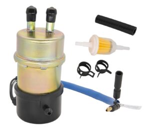 49040-1055 electric fuel pump 12v for kawasaki mule fuel pump kaf620 replaces for kawasaki mule 3010 3000 3020 2500 2510 2520 1000 (8mm in/outlet), mule fuel pump