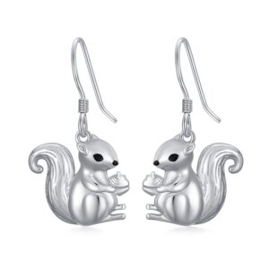 proess frog/squirrel earrings sterling sliver frog jewelry frog gift for women girl nickel free (squirrel)