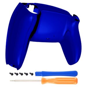 eXtremeRate Chrome Blue Glossy Custom Back Plate Bottom Shell Compatible with ps5 Controller, Replacement Back Shell Cover Compatible with ps5 Controller