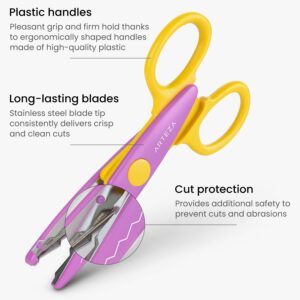 Arteza Kids Decorative Scissors, Set of 12, 5.5 Inches, Craft Scissors with Different Patterns, School Supplies for Teachers and Students