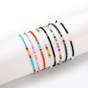 XIJIN Large Beaded Anklets Set Handmade Plus Size Colorful Beads Anklet for Women Foot Ankle Bracelet 9-11 inches