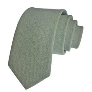 CANGRON Men Sage Green Cotton Solid Tie Wedding Necktie Solid Tie with Gift Box LM1CSG