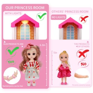 HCFJEH Dollhouse Play House for Girl, Doll House with Lights & Two Dolls & Furniture Accessories, Toddler DIY Princess House Playhouse Pretend Set Toy, Birthday Gift for 3 4 5 6 7 Year Old(11 Room)