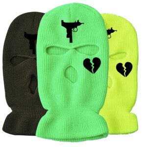 June Sports 3-Holes Ski Mask Design Winter Full Face Cover Knitted Balaclava Outdoor Sports Cycling Mask Broken Heart MK4F-Red Broken Heart-red One Size