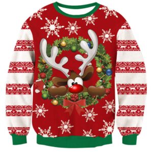 ahegao ugly christmas sweaters for men women fancy cute deer garments xmas crazy shirts coat stylish eye catching personalized pullover sweatshirts for male guys festival party clothing xl