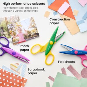 Arteza Kids Decorative Scissors, Set of 12, 5.5 Inches, Craft Scissors with Different Patterns, School Supplies for Teachers and Students