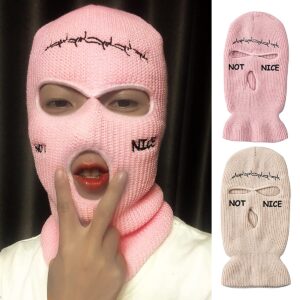 June Sports 3 Hole Knitted Ski Mask Not Nice Full Face Mask Winter Balaclava Face Cover for Outdoor Sports Camel MK4D Not Nice-camel One Size