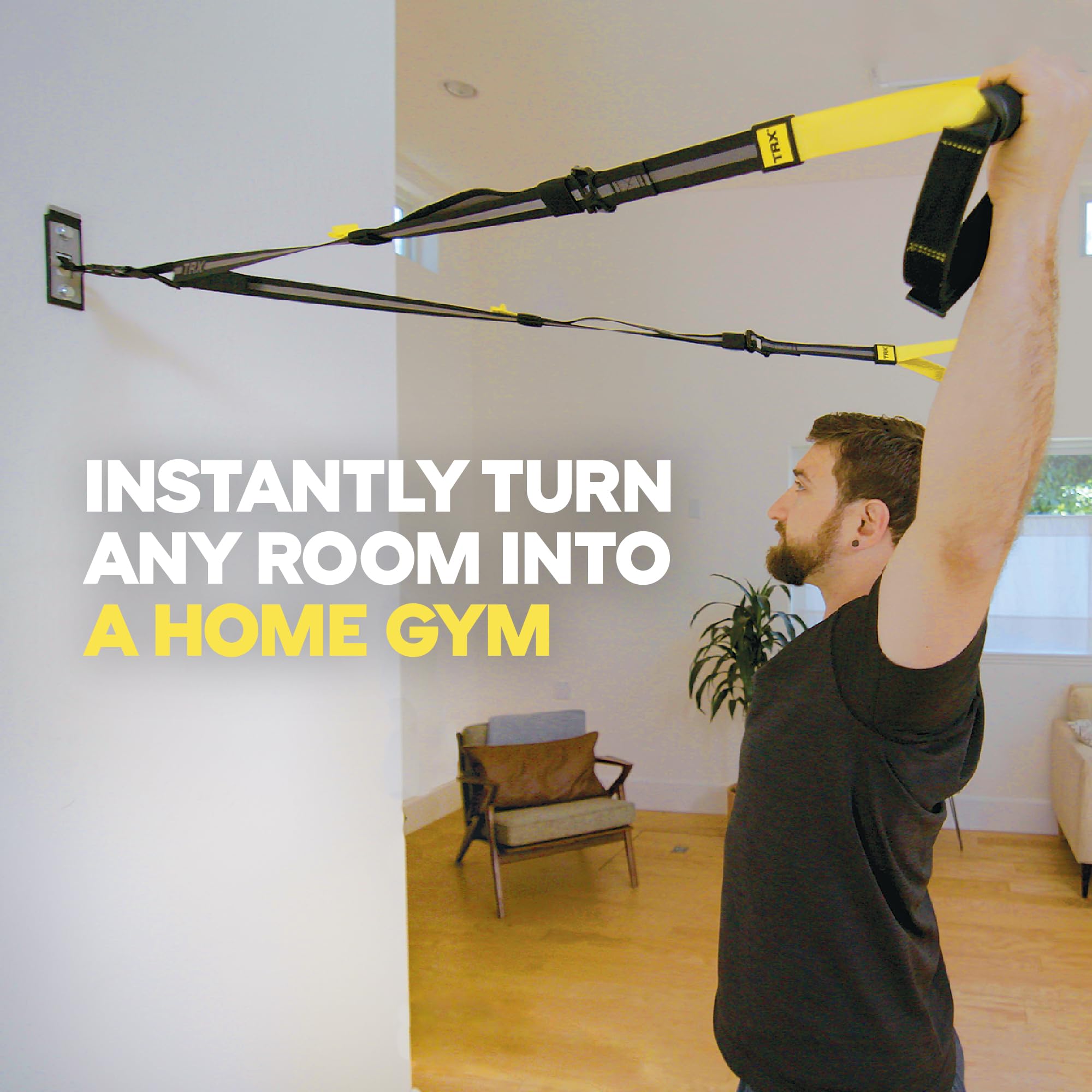 TRX Training Invizi-Mount Wall Anchor Mount Suspension Trainers, 2-in-1 Suspension Training Strap Hanger for Any Room, Holds up to 350 lbs.