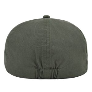 VOBOOM Cotton Washing Flat Cap Cabbie Hat Gatsby Ivy Irish Hunting Newsboy (Army Green)