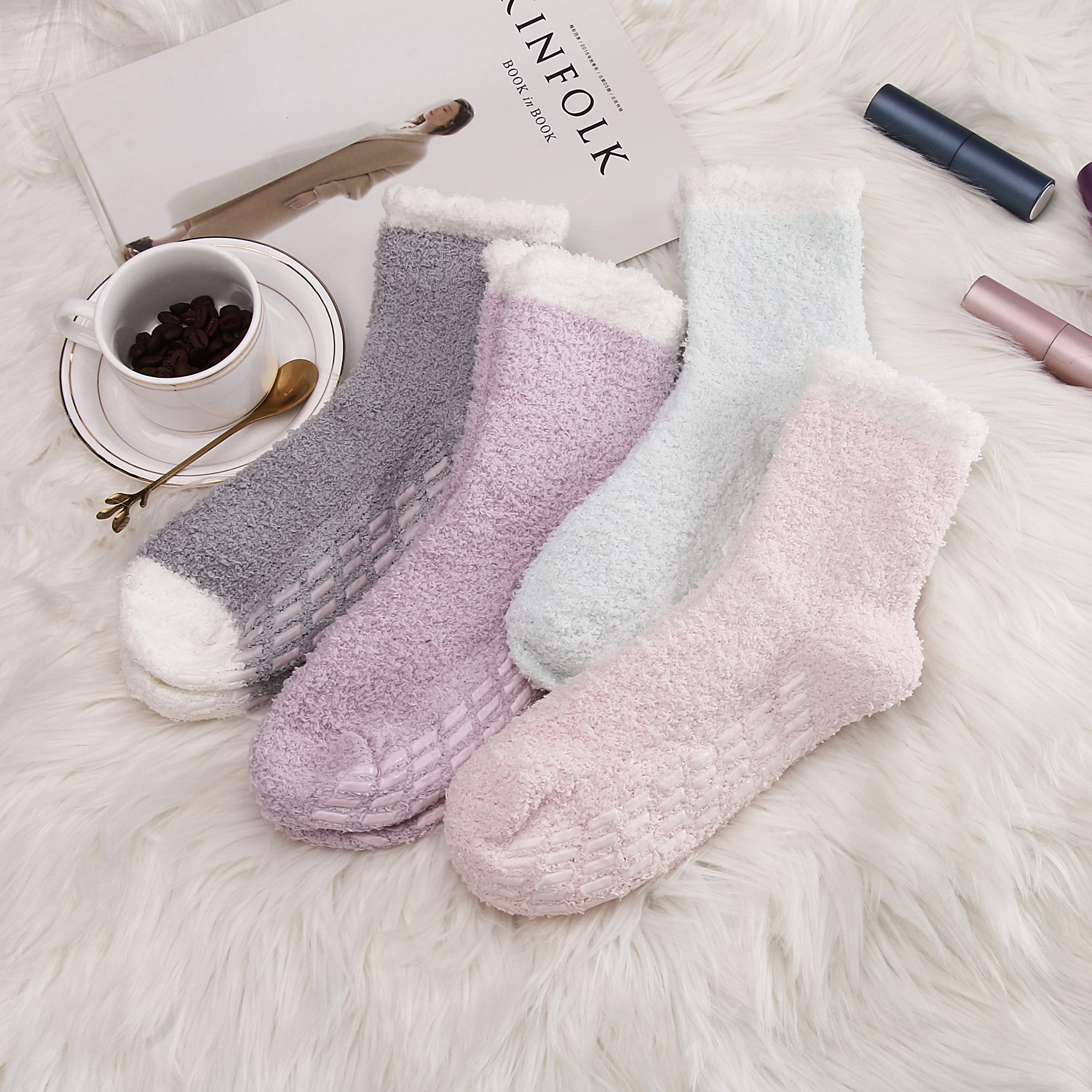 Breslatte Non Slip Socks Hospital Socks with Grips for Women Grip Socks for Women Fluffy Socks with Grips for Women Slipper Socks Gripper Socks