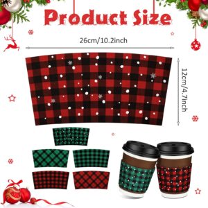 Patelai Christmas Coffee Cup Sleeves Disposable Coffee Sleeves Holiday Coffee Sleeves Christmas Cup Sleeves Hot Chocolate Cup Sleeves Tea Cup Sleeves for Hot Chocolate Coffee (Classic Style, 42 Pcs)