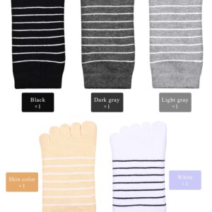 5 Pairs Stripe Toe Socks Finger Socks Low Cut Colorful Socks for Women Girl Supplies (Stylish Style, Classic Colors)