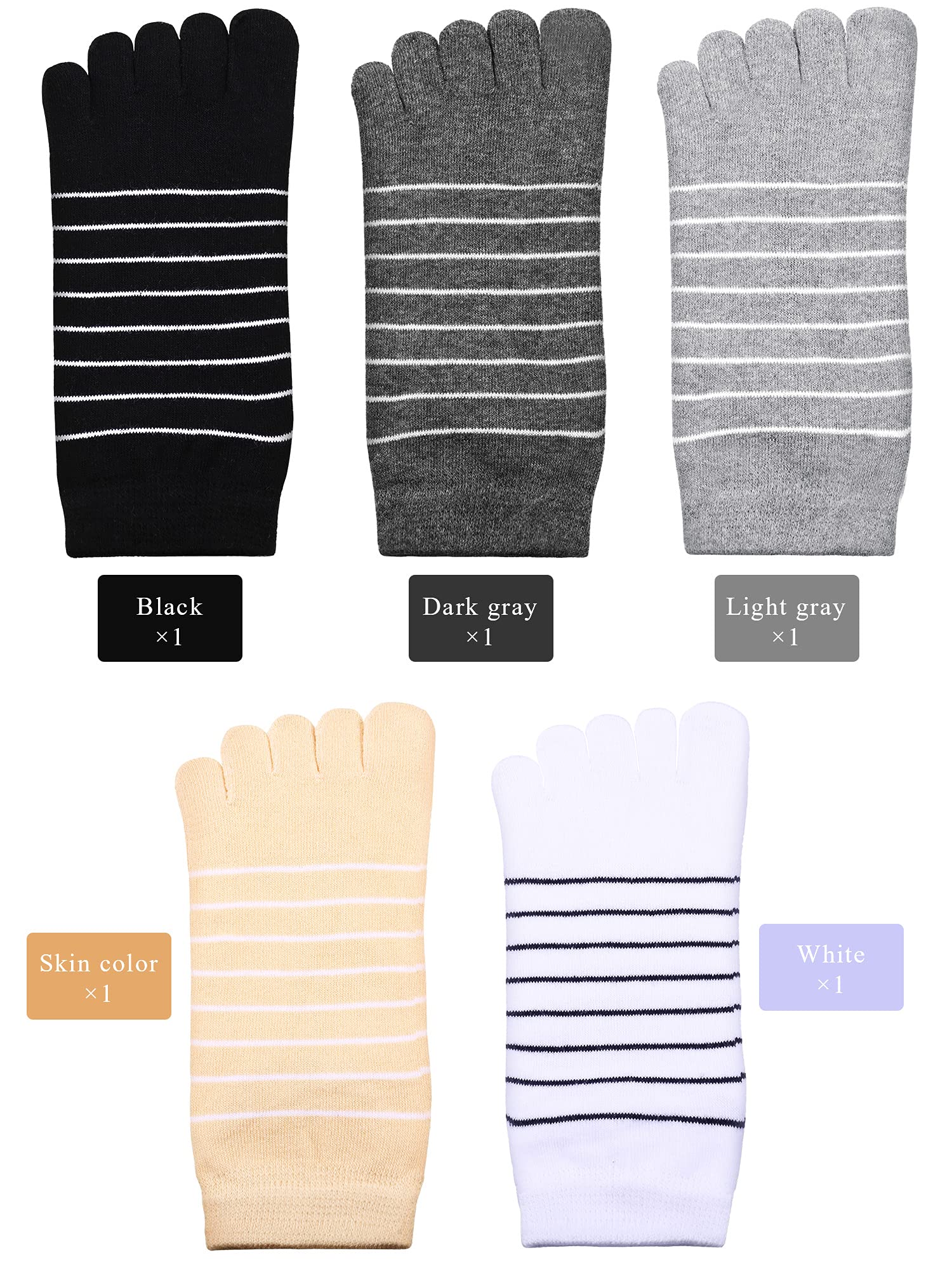 5 Pairs Stripe Toe Socks Finger Socks Low Cut Colorful Socks for Women Girl Supplies (Stylish Style, Classic Colors)