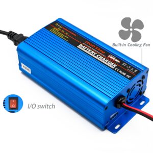 Unocho 24 Volt Battery Charger Smart Fully Automatic Battery Charger maintainer trickle Charger 5A car Battery Charger 3-pin XLR Alligator Connector with I/O Switch