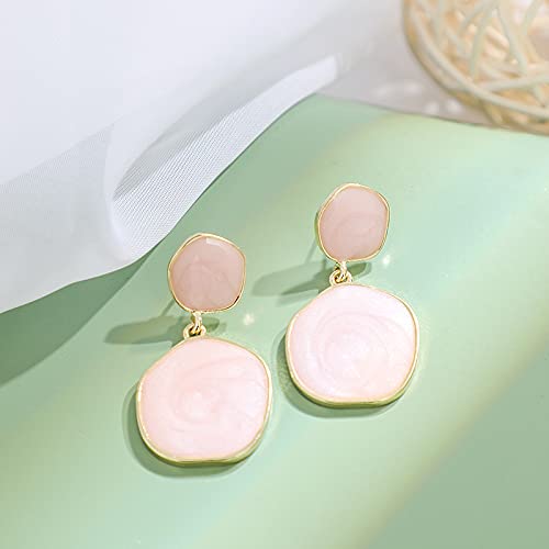 Flairs New York Marble Drop Dangle Earrings Set (Baby Pink Marble, Pack of 1 Pair)