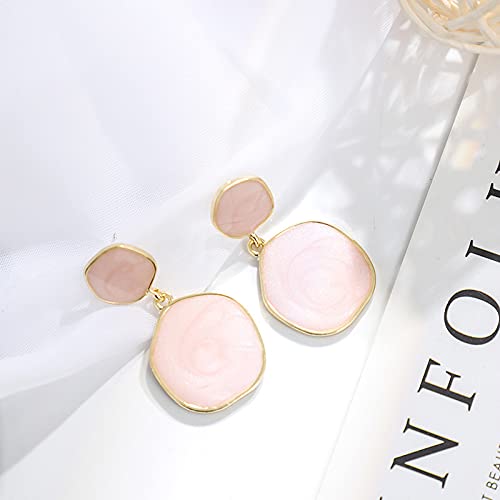 Flairs New York Marble Drop Dangle Earrings Set (Baby Pink Marble, Pack of 1 Pair)