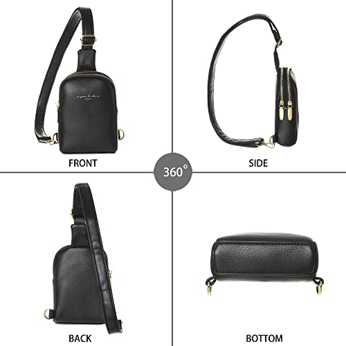 Haytijoe Small Crossbody Sling Bag for Women Vegan Leather Fanny Packs Travel Bag (Black)