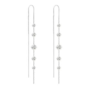 Threader Dangle Earring Long Chain Twist Curved Tassel Earring Star Butterfly Cubic Zirconia Gold Silver Drop Earring for Women Girl (Threader Earring-A)