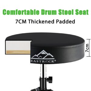 EASTROCK Drum Throne,Padded Drum Seat Drumming Stools with Anti-Slip Feet for Adults and Kids Drummers (Dark Black)