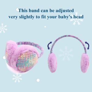 Winter EarMuffs for Kids Outdoor Boys Knitted Ear Cover Plush Toddler Girls Ear Warmer 3-8 Years (Purple)