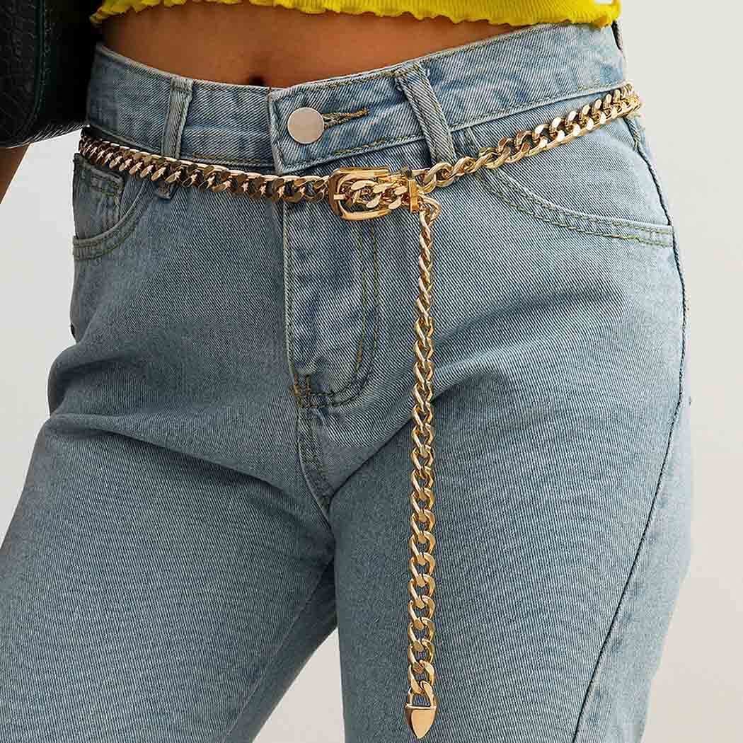 Werhonton Metal Waist Chain Belt Gold Belly Chain Chunky Belt Chain Sexy Body Chains Jewelry Accessories for Women and Girls