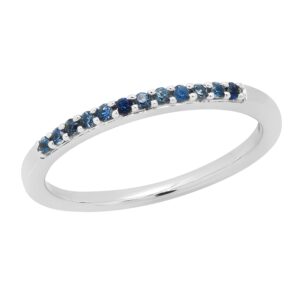 dazzlingrock collection round blue sapphire women single line half wedding band | 14k white gold, size 5