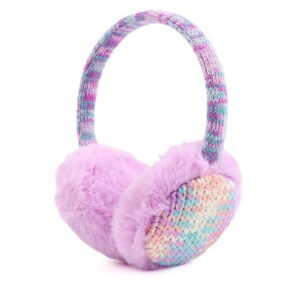 winter earmuffs for kids outdoor boys knitted ear cover plush toddler girls ear warmer 3-8 years (purple)