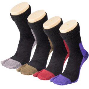 HONOW Tabi Socks, Split Toe Flip Flop Socks High Crew for Men and Women Cotton Pack of 4