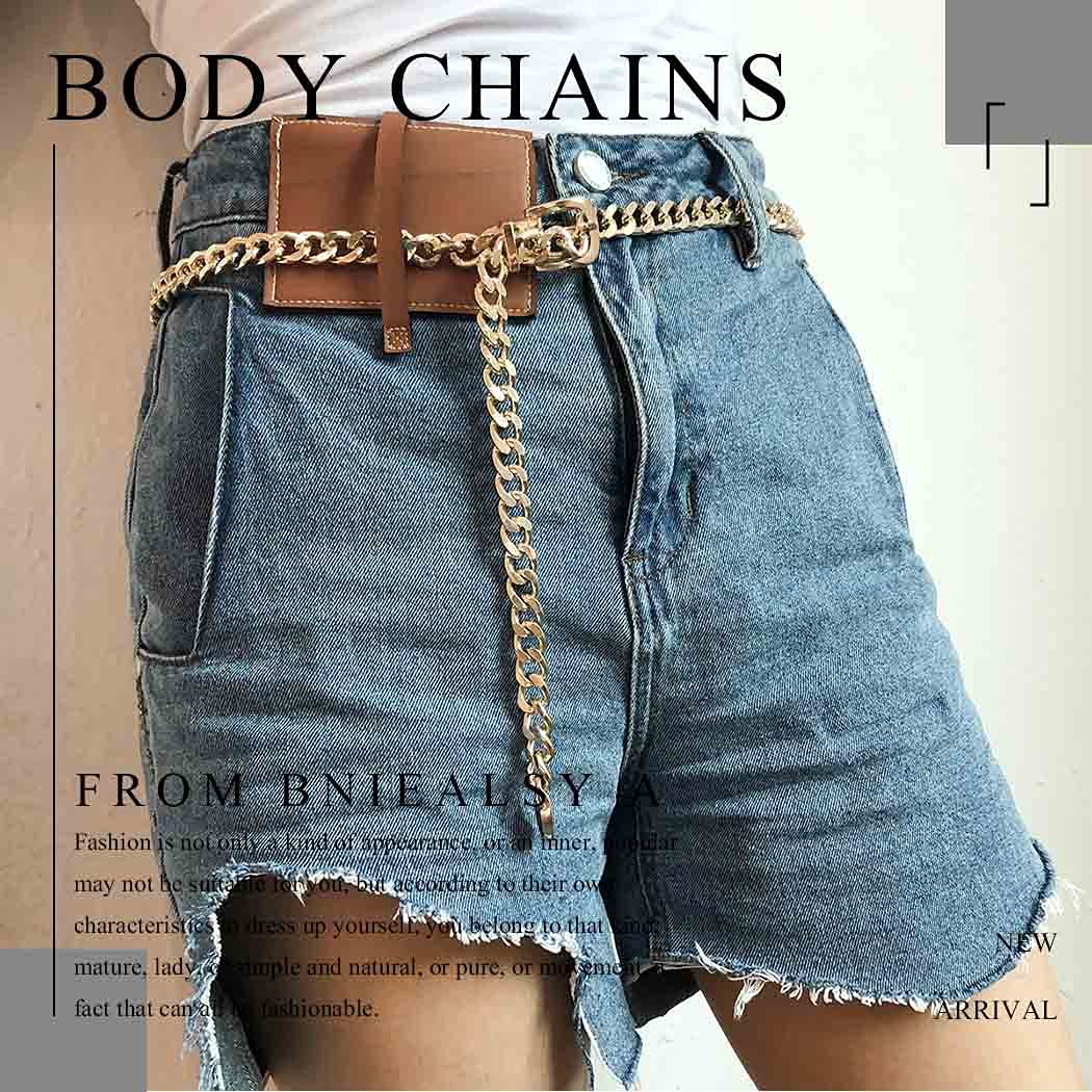 Werhonton Metal Waist Chain Belt Gold Belly Chain Chunky Belt Chain Sexy Body Chains Jewelry Accessories for Women and Girls