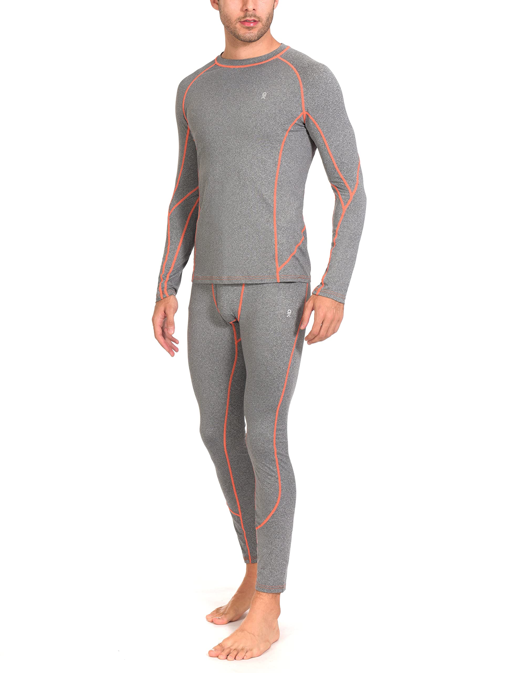 Little Donkey Andy Men's Thermal Underwear Set Performance Base Layer Wicking Active Long Johns Top & Bottom with Fly Gray XL