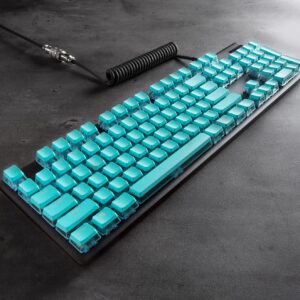 GUNMJO Crystal Pudding Keycap for Gaming Keyboard with Cherry MX Switches, ABS Translucent Keycaps for Backlit Mechanical Keyboard, OEM Profile 104 Keys with 6.25U Space Bar, Painted Teal Color