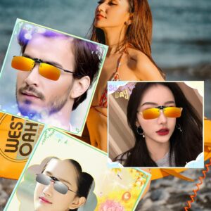 RuiJinGen 5 Pack Clip on Flip up Polarized Lens For Prescription Glasses, 100% UV Protection Sunglasses N44 (YellowBlueGreyRedSilver)…