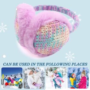 Winter EarMuffs for Kids Outdoor Boys Knitted Ear Cover Plush Toddler Girls Ear Warmer 3-8 Years (Purple)