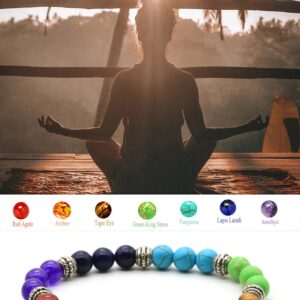 HEDQFM 7 Chakra Necklace Bracelet Orgone Energy Protection and Spiritual Healing Pendant Necklaces Bracelets Set for Women Men