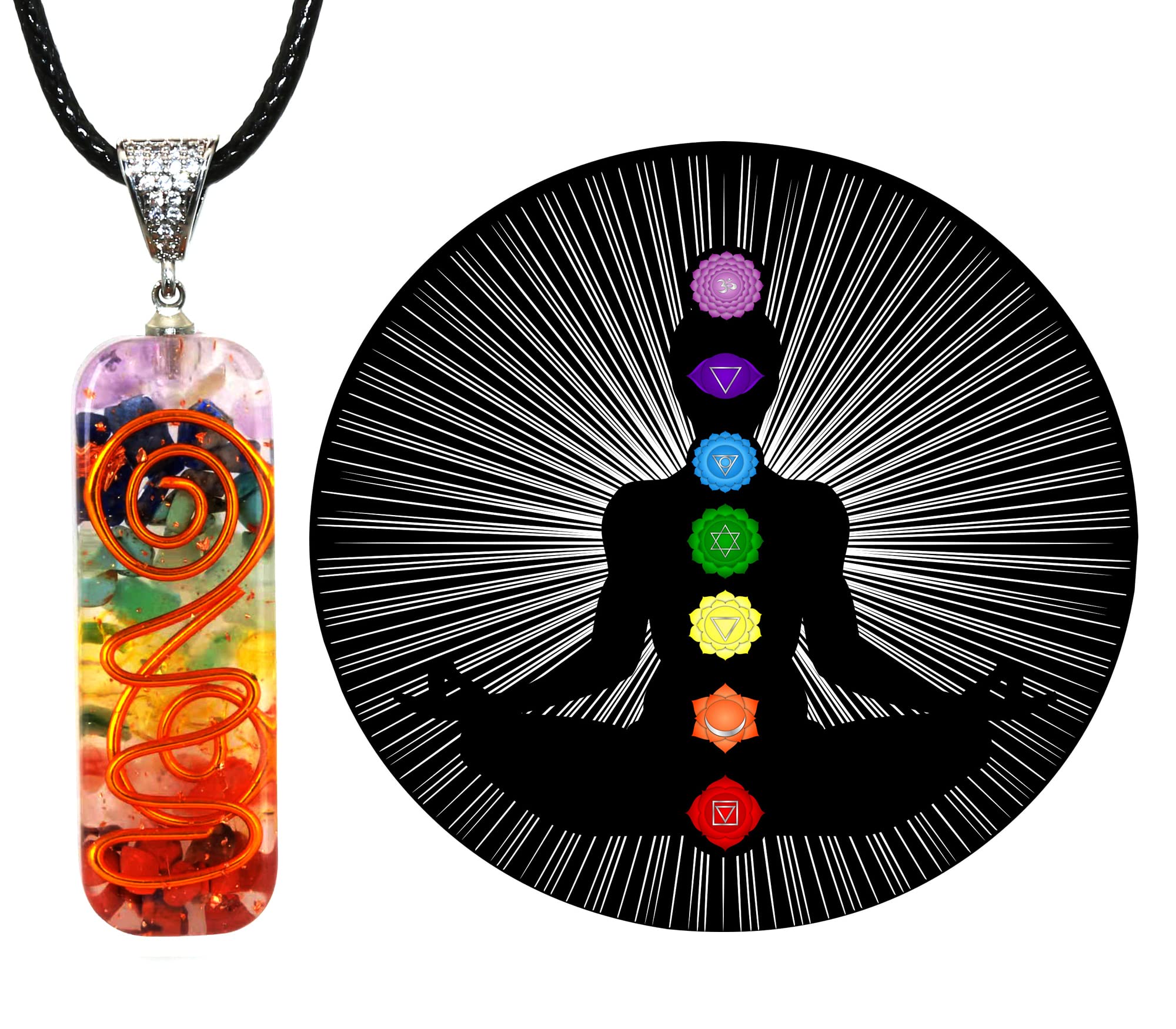 HEDQFM 7 Chakra Necklace Bracelet Orgone Energy Protection and Spiritual Healing Pendant Necklaces Bracelets Set for Women Men