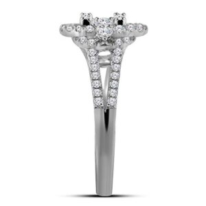 18kt White Gold Baguette Diamond Square Bridal Wedding Engagement Ring 3/4 Cttw