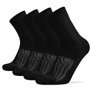 socks daze black merino wool hiking socks mens size 10-13, ladies autumn long fuzzy padded anti-blister bike trail wool socks women plus size, large, 4 pairs black