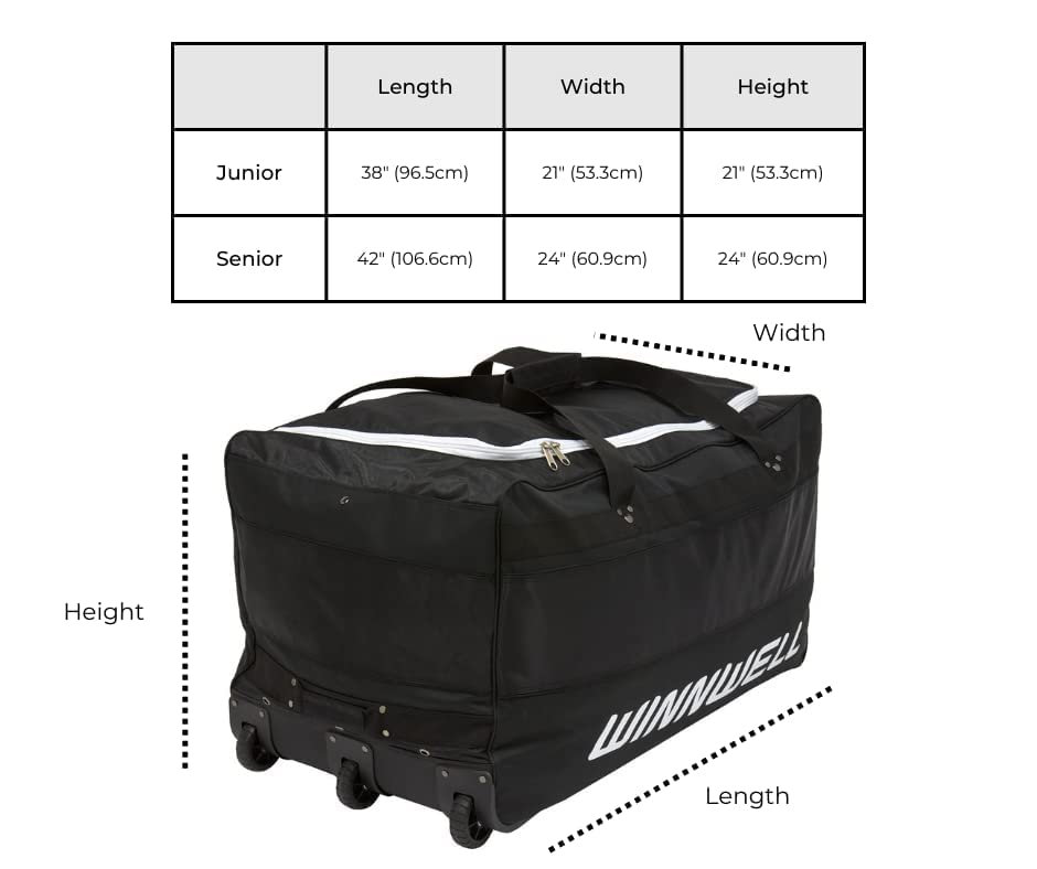 Winnwell Hockey Wheel Goalie Bag - Large Equipment Bag With Wheels To Store Goalie Gear - Made For Ice & Field Hockey Goalies - Senior