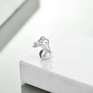 EXRANQO Rabbit Charms for Charms Bracelet 925 Sterling Silver Bunny Beads Birthday Presentsfor Animal Lovers and Women