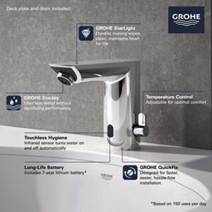 Grohe 36466000 Baucosmopolitan E Touchless Electronic Faucet with Temperature Control Lever, Battery-Powered