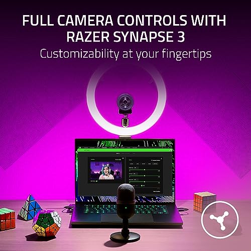 Razer Kiyo X Full HD Streaming Webcam: 1080p 30FPS or 720p 60FPS - Auto Focus - Fully Customizable Settings - Flexible Mounting Options - Works with Zoom/Teams/Skype Conferencing Video Calling