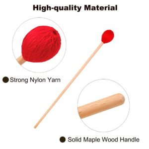 Marimba Mallets Medium Red Hard Yarn Head Keyboard Marimba Mallets with Maple Handles for Percussion Marimba Playing, Pack of 2