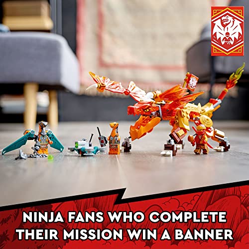 LEGO NINJAGO Kai’s Fire Dragon EVO Toy 71762 for Kids with Cobra & Boa Snake Warrior Figures and Kai Minifigure, Collectible Mission Banner Series