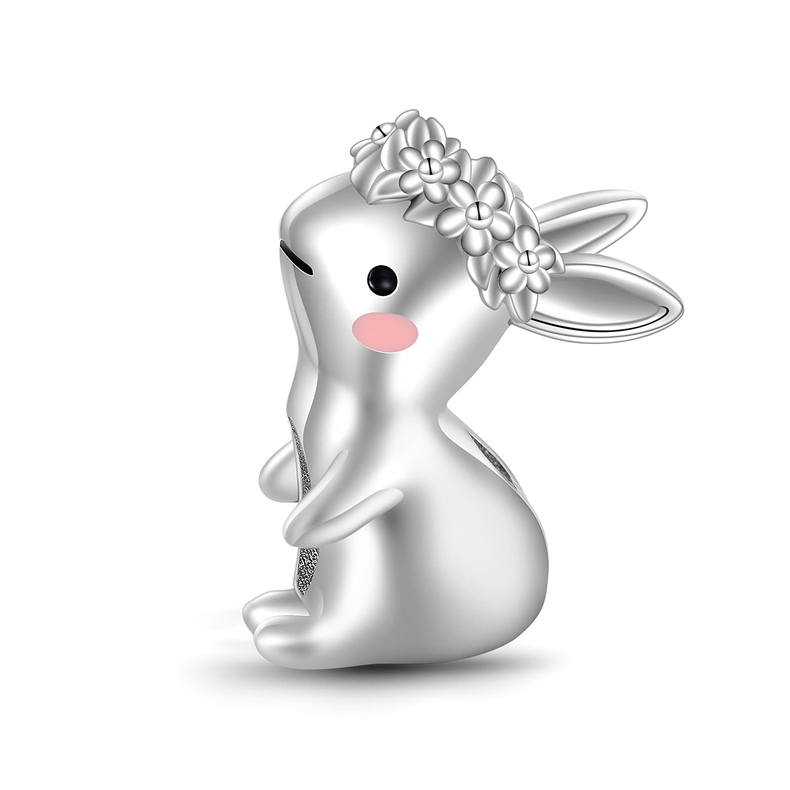 EXRANQO Rabbit Charms for Charms Bracelet 925 Sterling Silver Bunny Beads Birthday Presentsfor Animal Lovers and Women