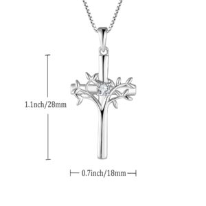 STARCHENIE Cross Necklace 925 Sterling Silver Tree of Life Pendant Crucifix Jewelry for Women