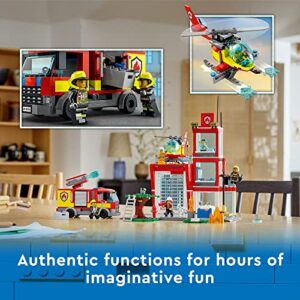 LEGO City Fire Station Set 60320 with Garage, Helicopter & Fire Engine Toys Plus Firefighter Minifigures, Emergency Vehicles Playset, Gifts for Kids Age 6 Plus