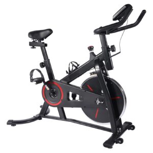 yssoa indoor cycling bike stationary exercise bike, comfortable seat cushion, silent belt drive, ipad holder, fitness stationary flywheel bicycle with resistance for home cardio workout cycle bike training